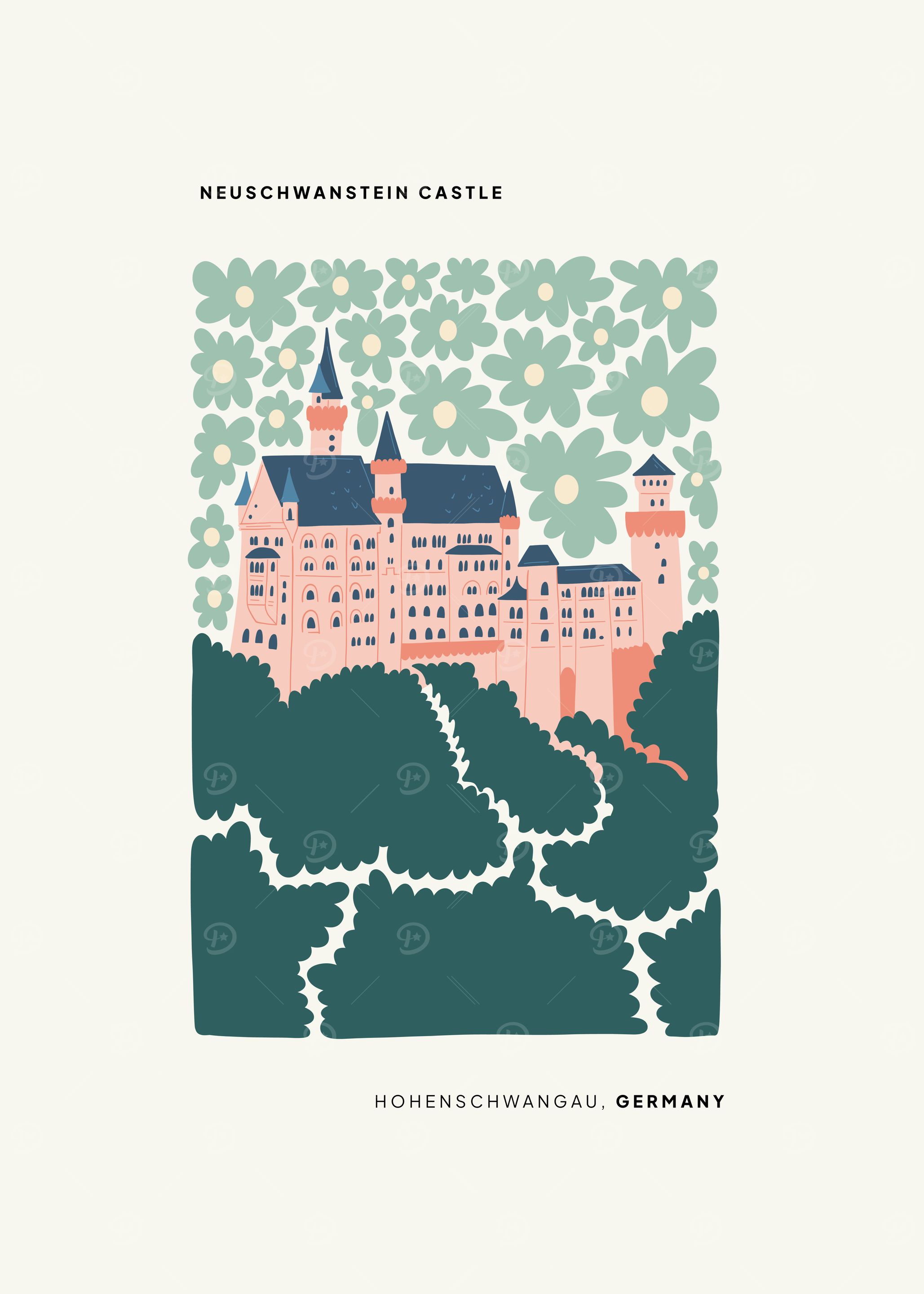 Neuschwanstein Castle Illustration