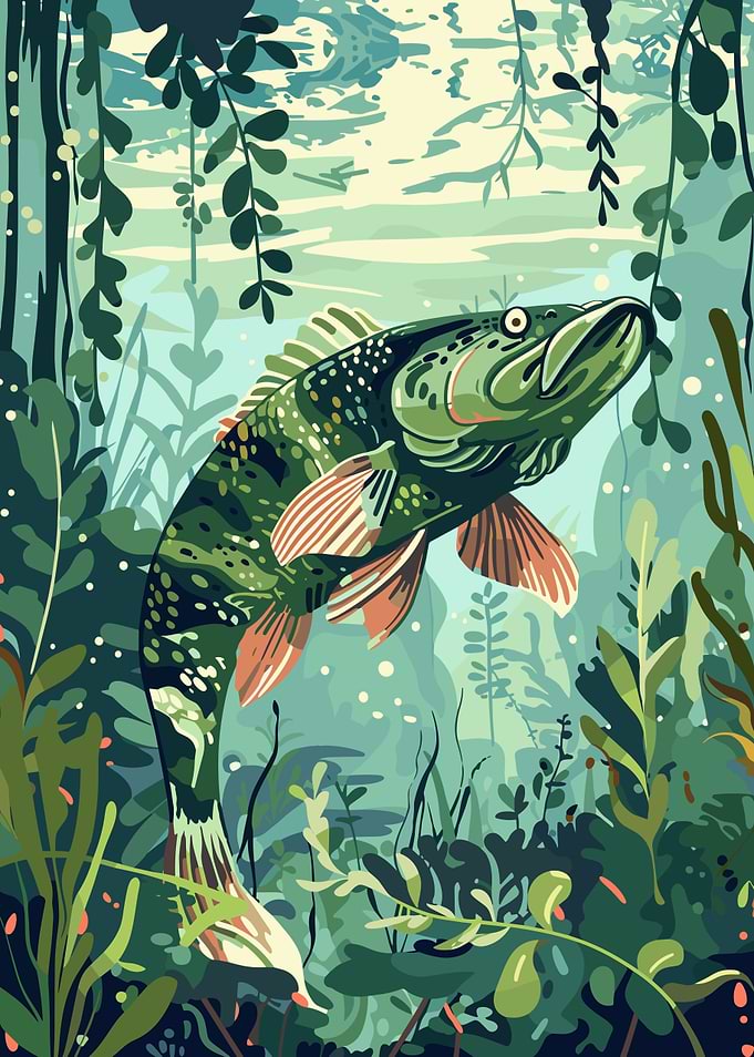 Pike Fish Underwater