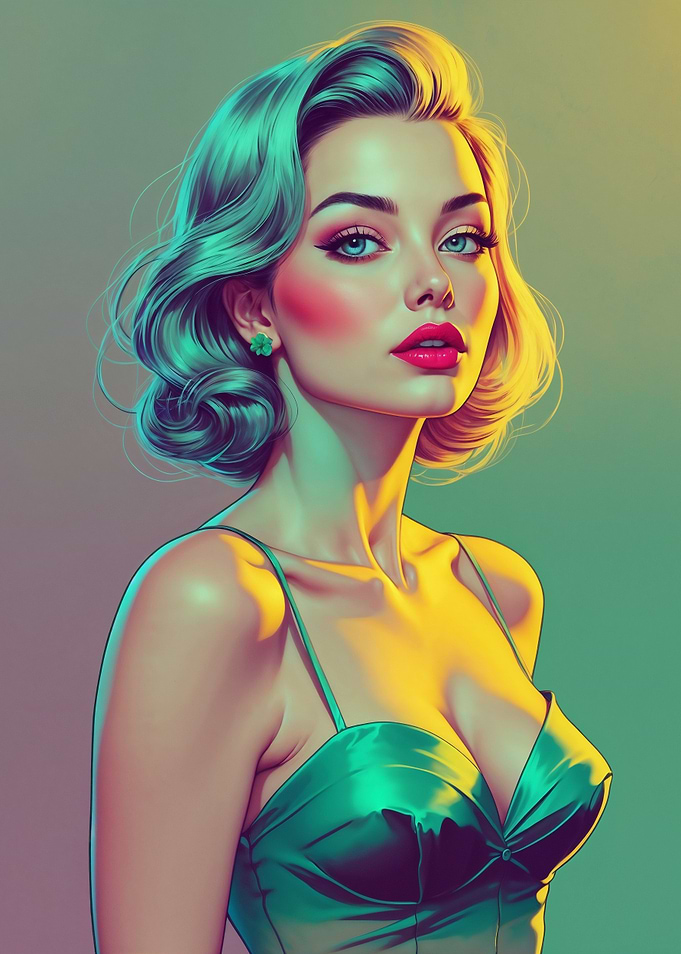 Green Pin-Up Glamour Portrait