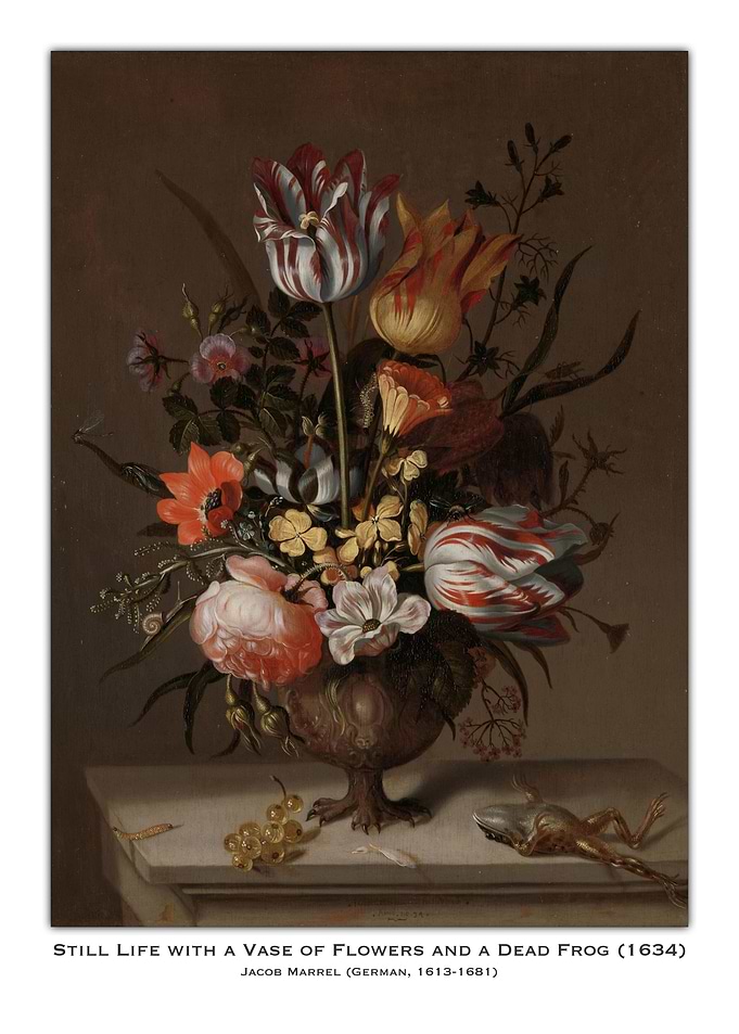 Still Life with Flowers and Frog