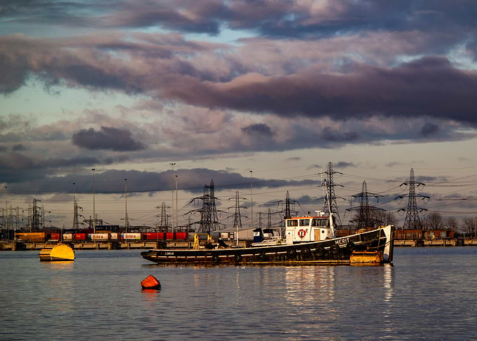 Tugboat at Sunset