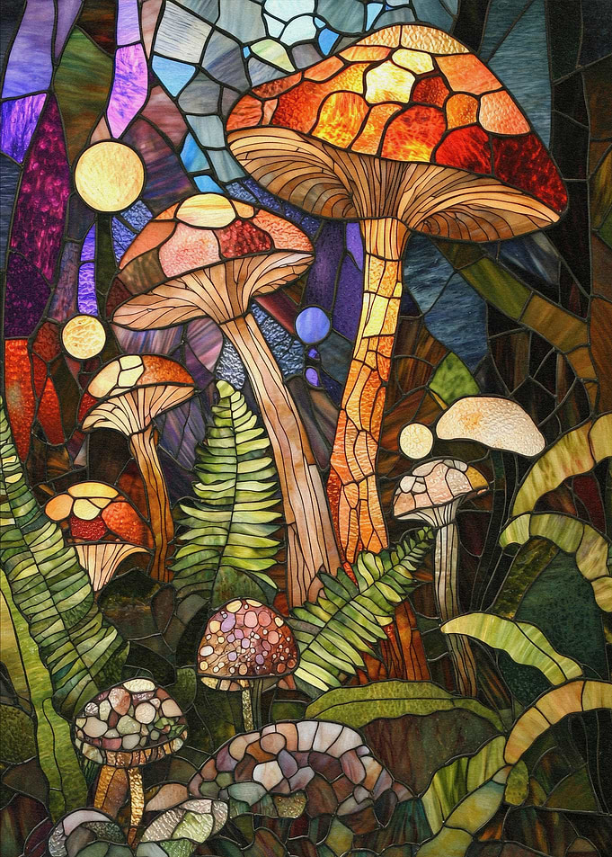 Stained Glass Mushrooms