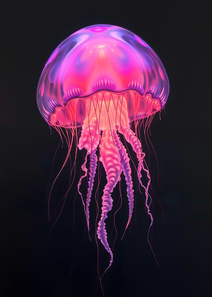 Pink Jellyfish on Black