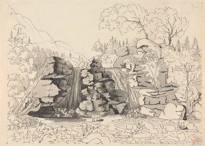 Waterfall Landscape Sketch