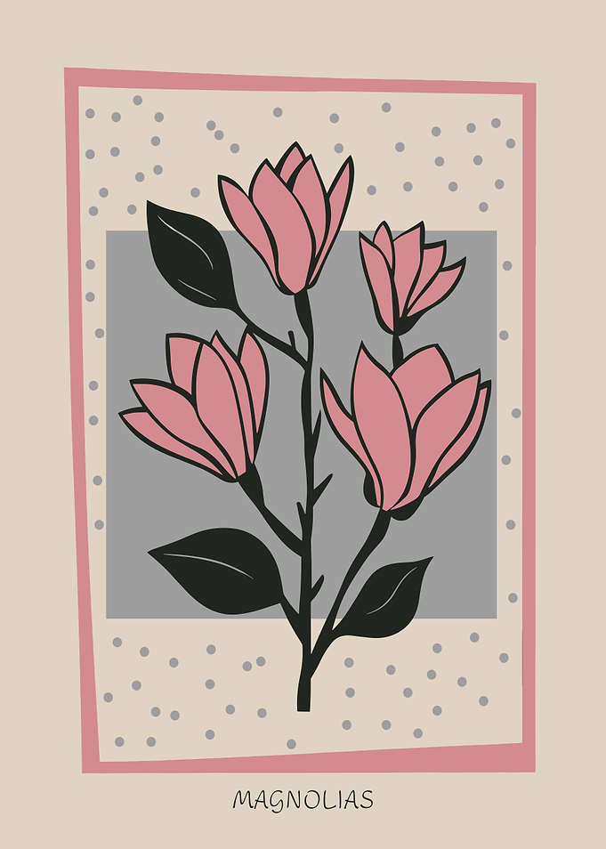 Magnolia Flower Mid Century