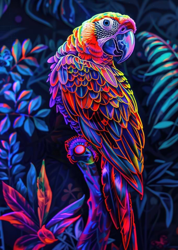 Neon Parrot in Jungle