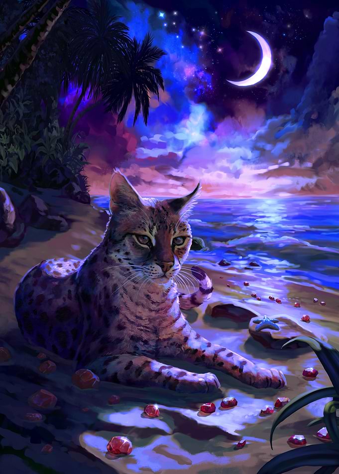 Cat on a Tropical Beach