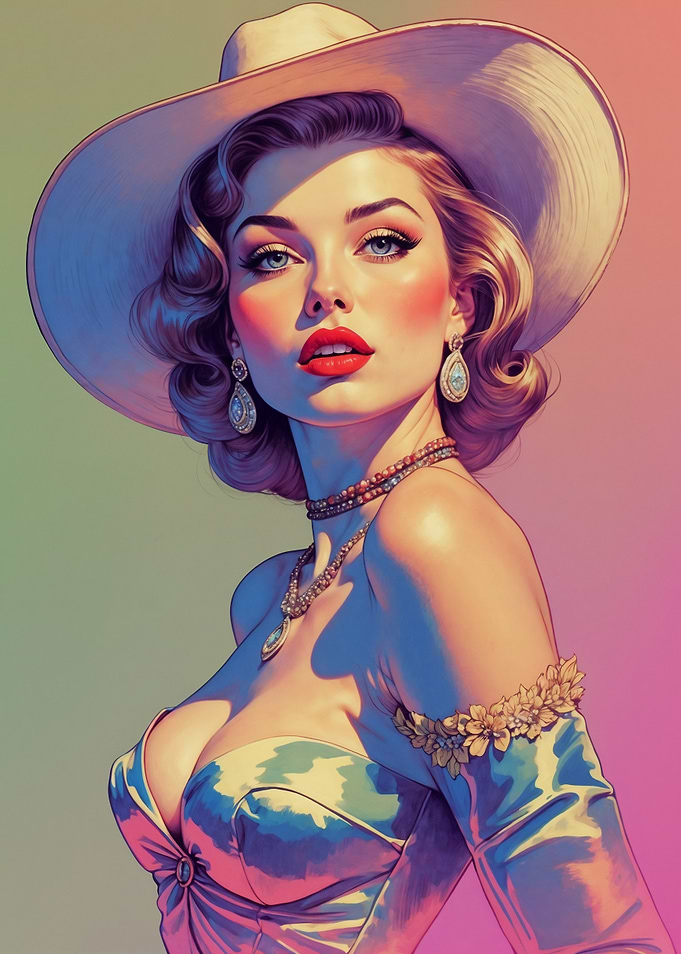 Glamorous Blonde Cowgirl Portrait