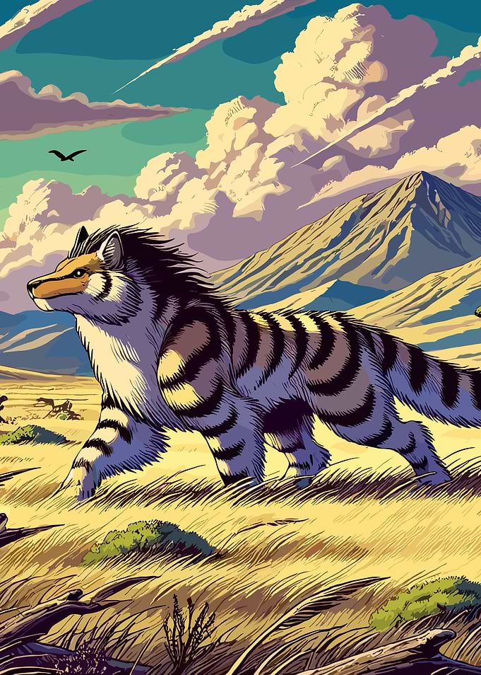 Striped Creature in Grassland