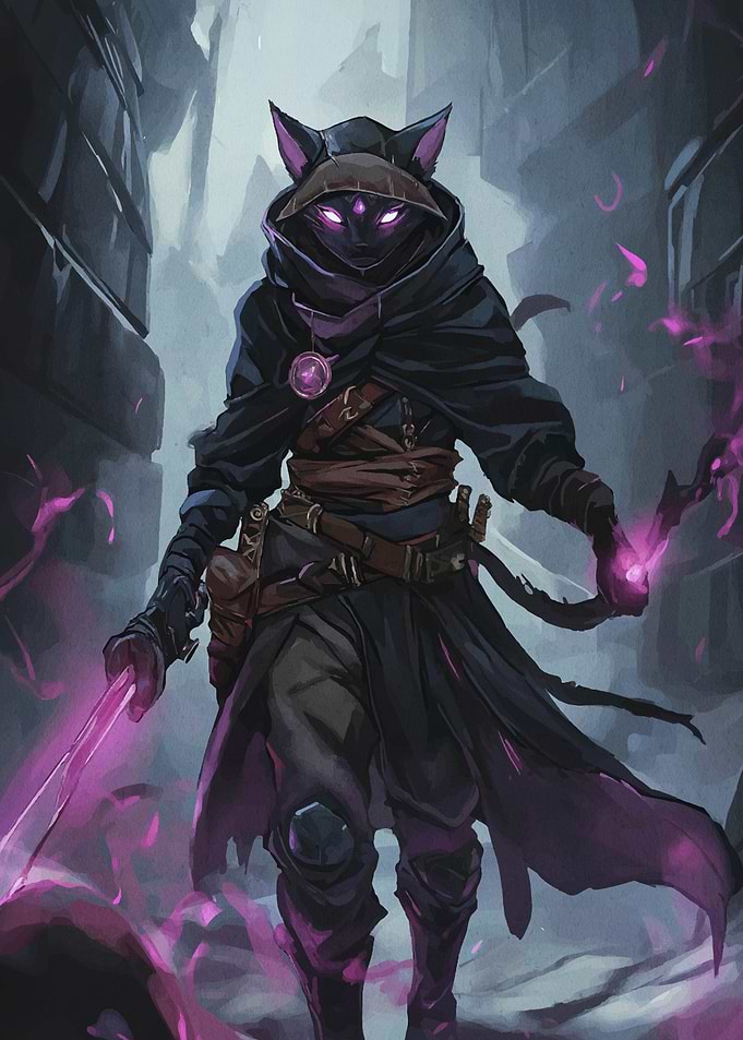 Feline Warrior with Magic