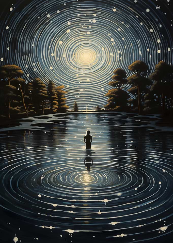 Silhouette in Starry Night