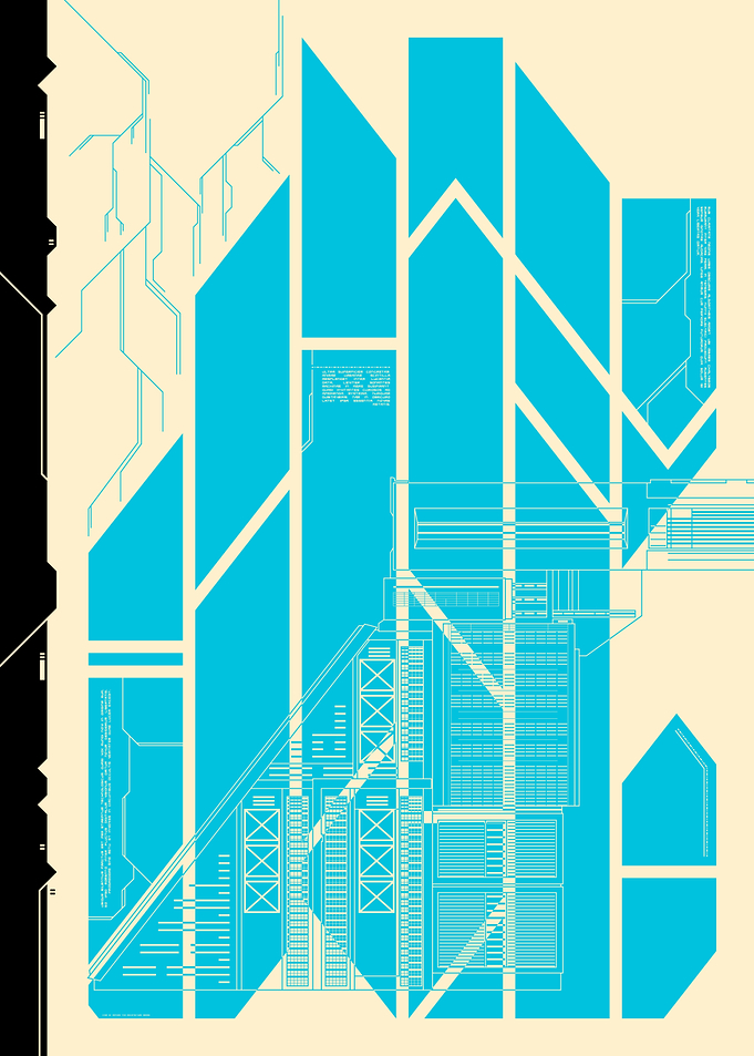 Cyan Abstract Sloped Megabuilding