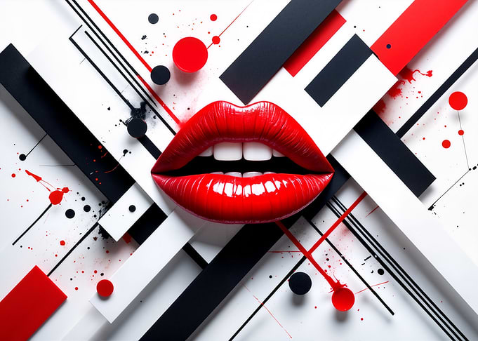 Red Lips Abstract Art