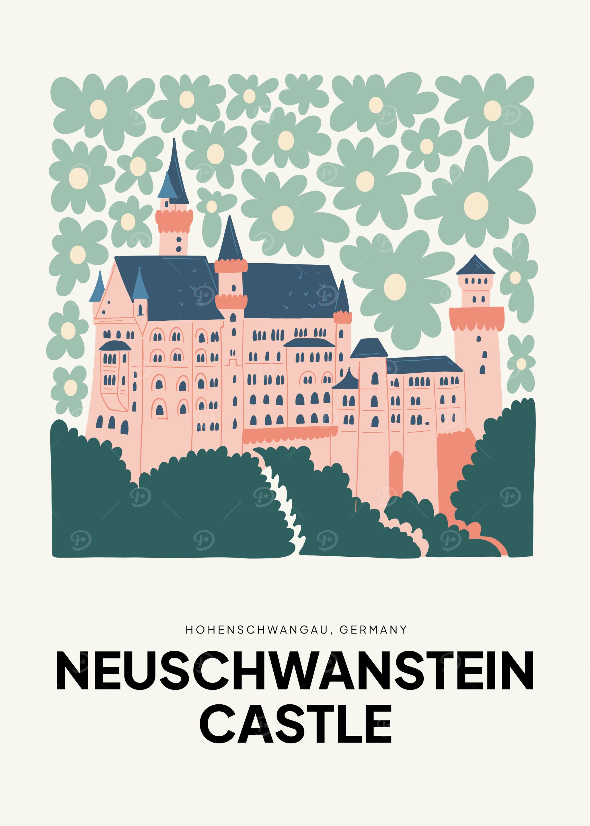 Neuschwanstein Castle Illustration