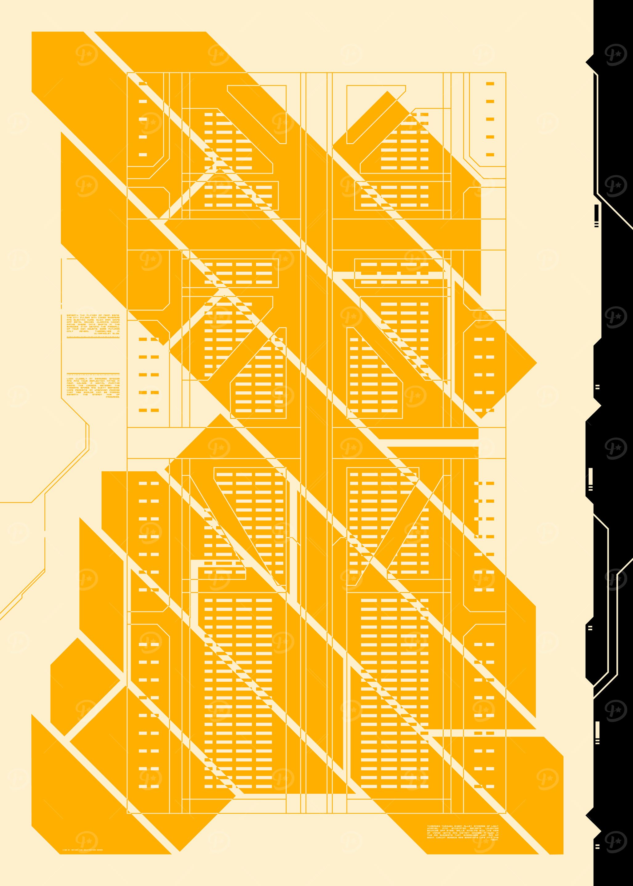 Yellow Abstract Cyber Architecture