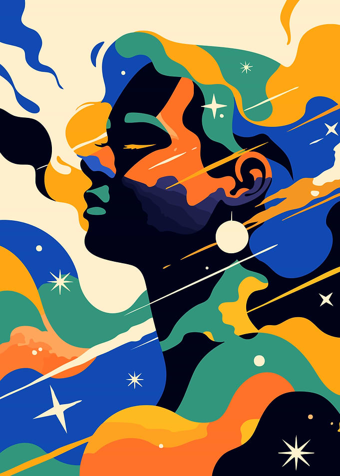 Cosmic Woman Minimalist Art Illustration