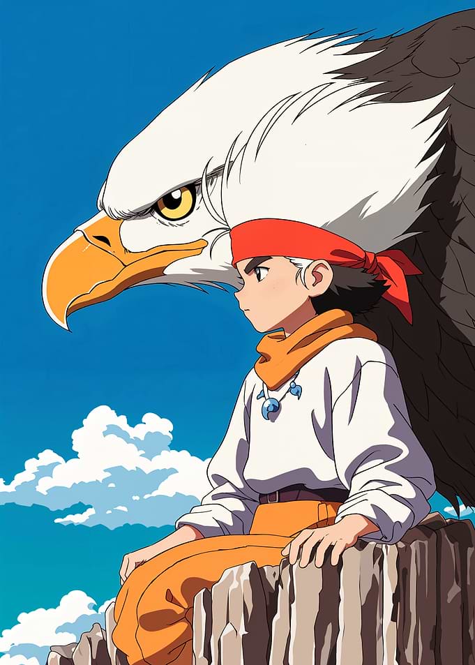 Eagle & Boy Anime Art