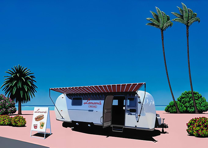 Hiroshi Nagai Lemons's Diner - Retro Beach Scene