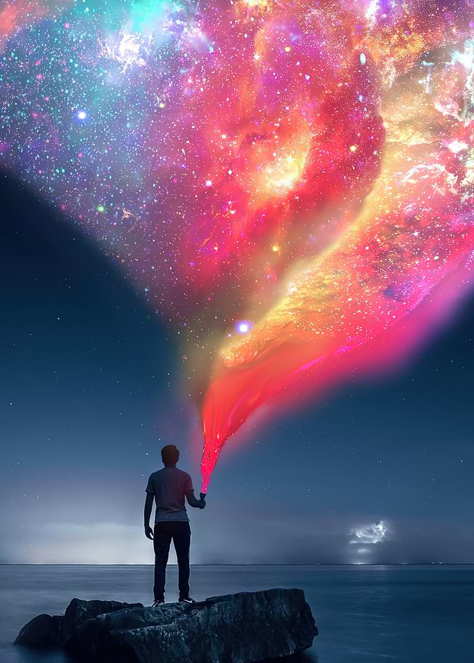 Man Holding Galaxy