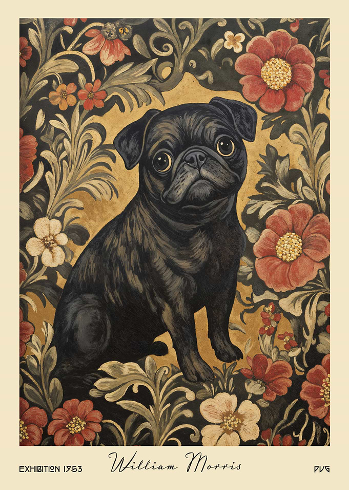 William Morris Pug Floral