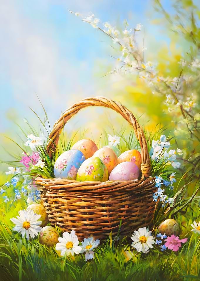 Easter Basket Spring Painting