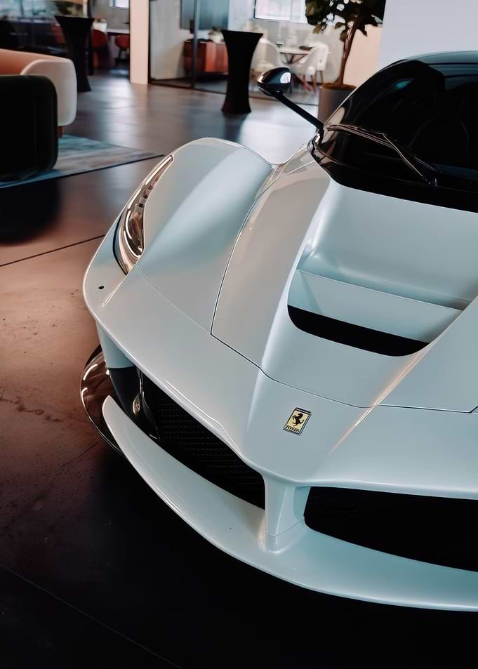 White Ferrari Front View