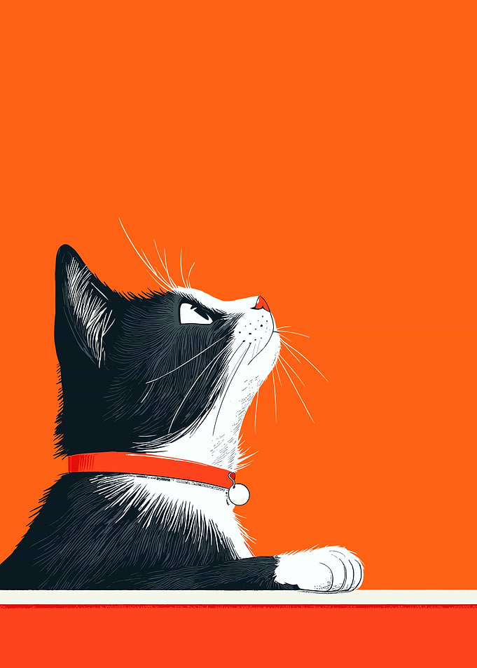 Curious Cat on Orange