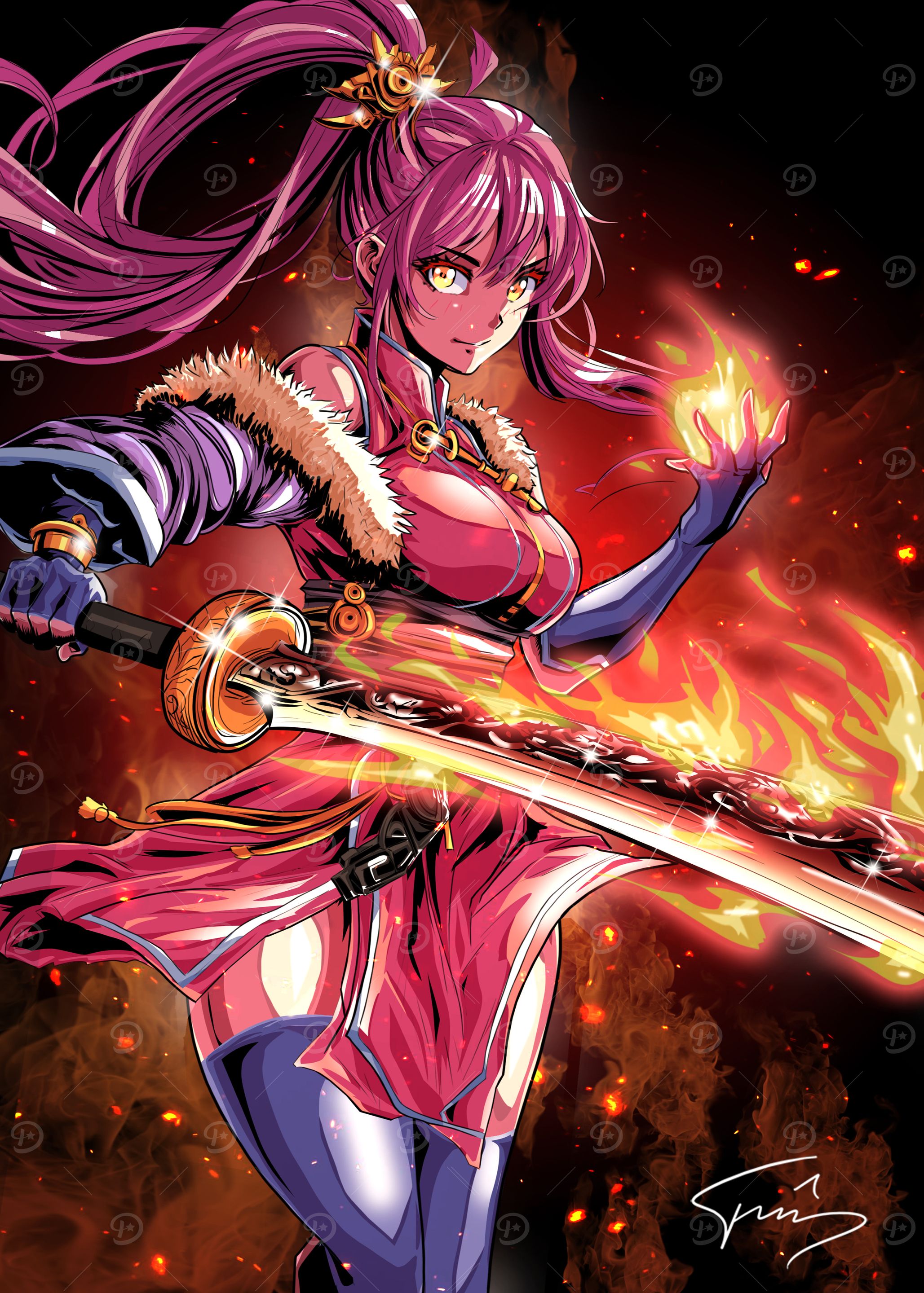 Fiery Anime Warrior