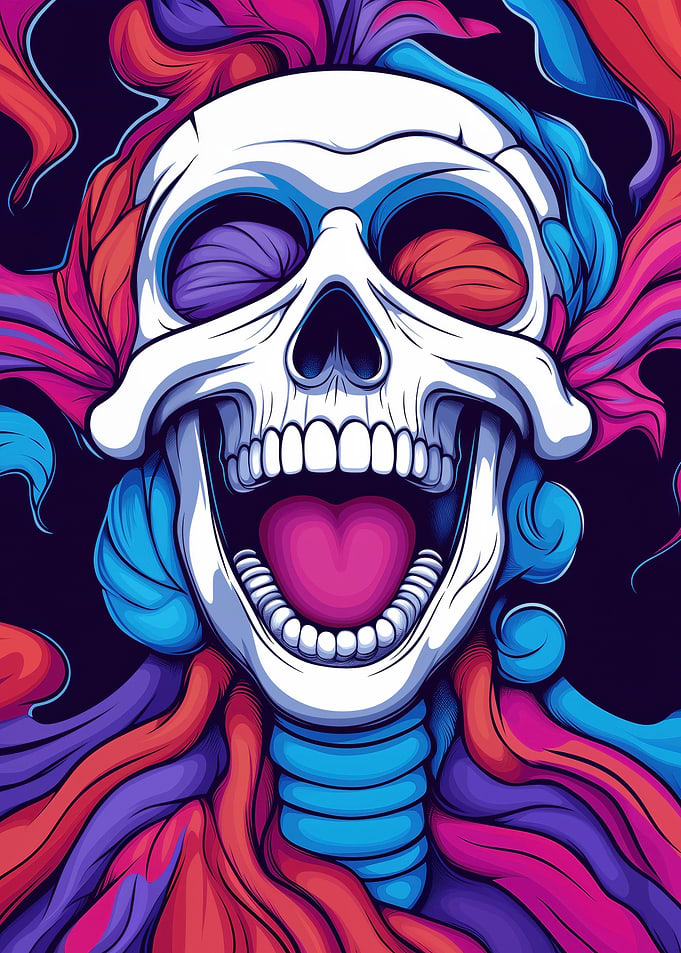 Smiling Skull with Swirls