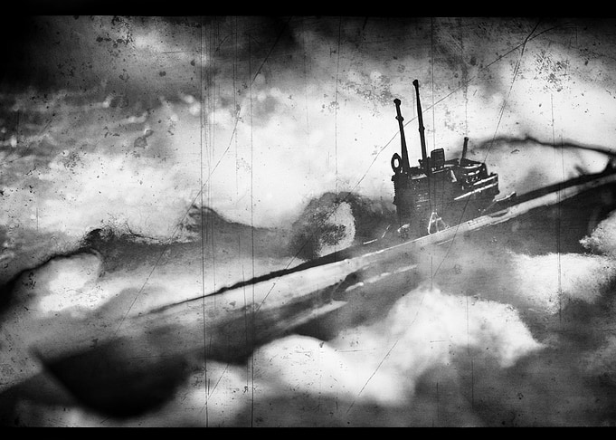 Submarine in Stormy Sea