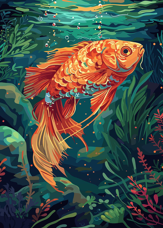 Golden Fish Underwater