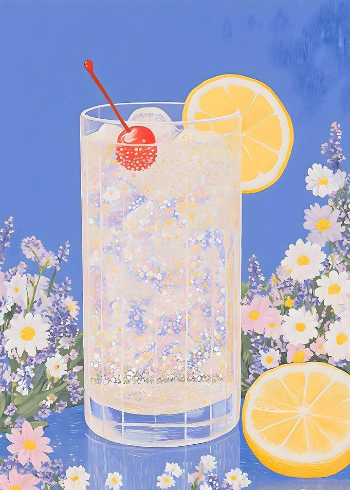 Sparkling Lemonade with Cherry