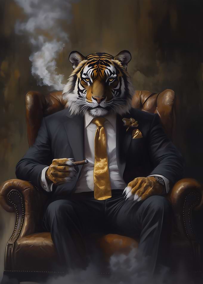 Tiger in Suit on the Wallstreet
