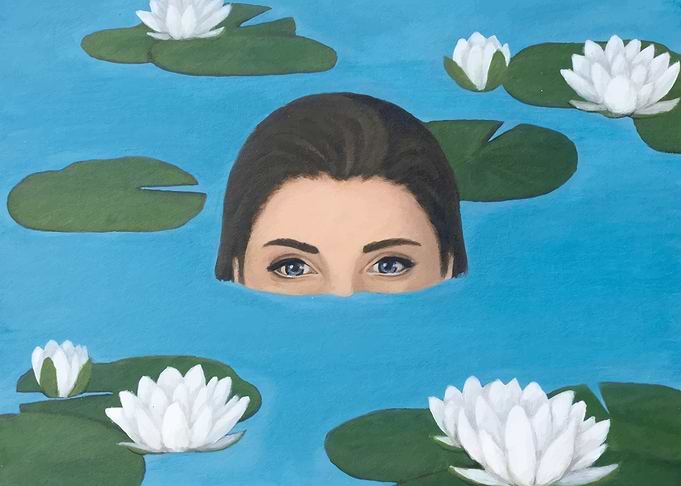 Woman in Water Lilies