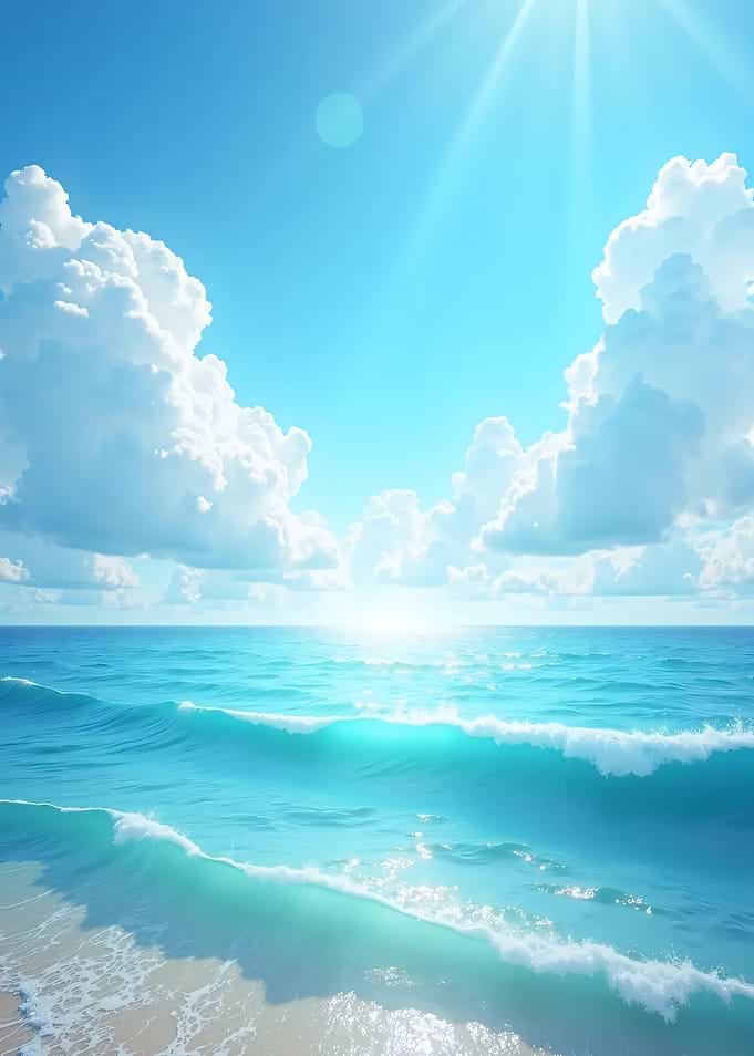 Ocean Waves and Blue Sky
