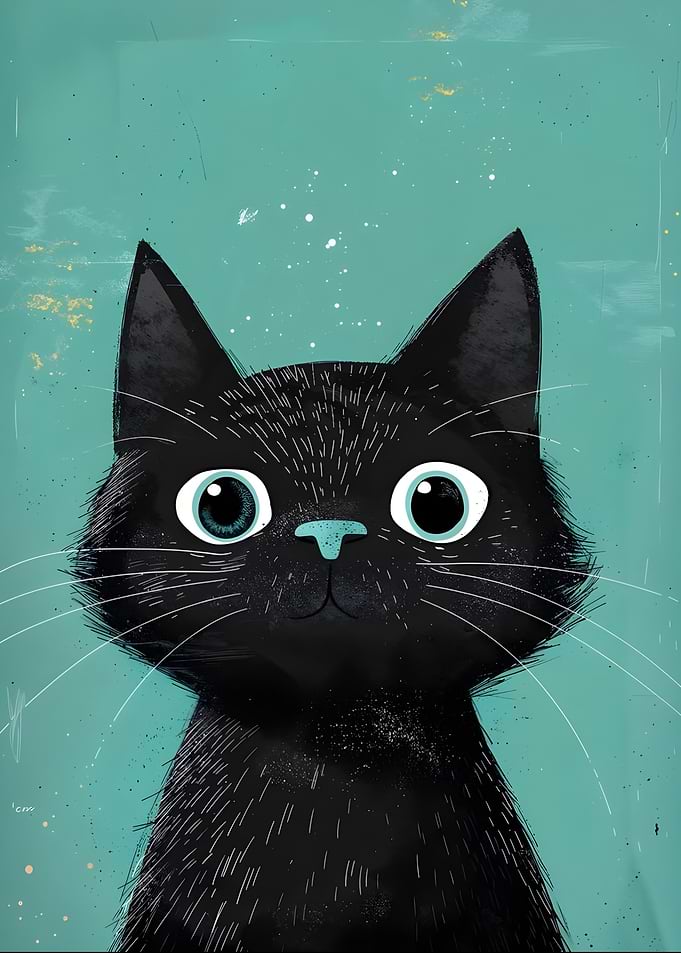 Cute Black Cat Illustration
