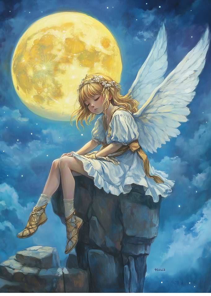 Angel Girl Under Moonlight