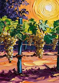 Sunset Vineyard Oil Painting