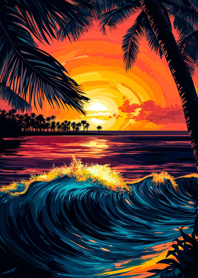 Sunset Ocean Wave
