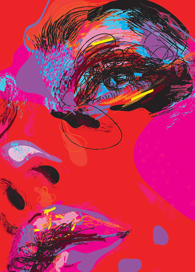 Delight Bold Red Modern Fashion Illustration Portrait Art