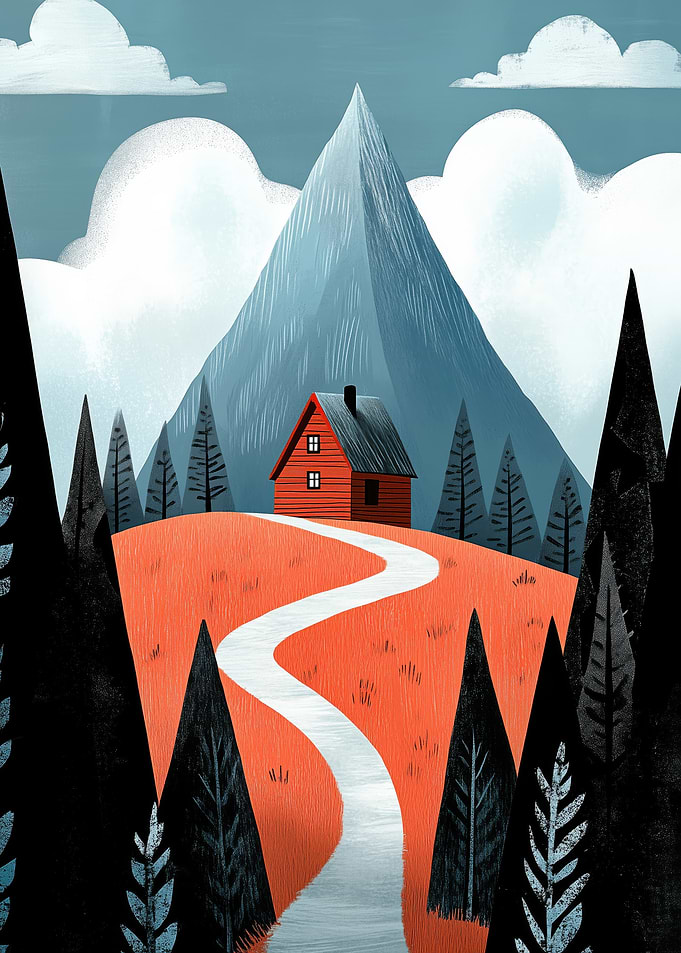 Mountain Cabin Illustration