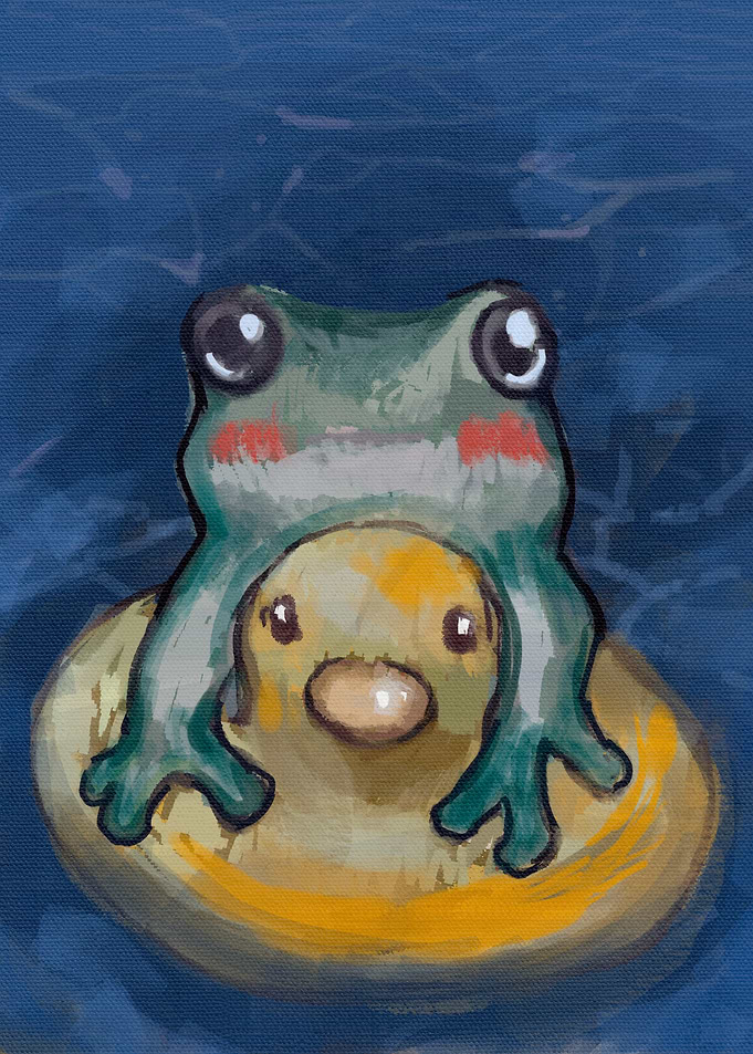 Frog on Rubber Duck