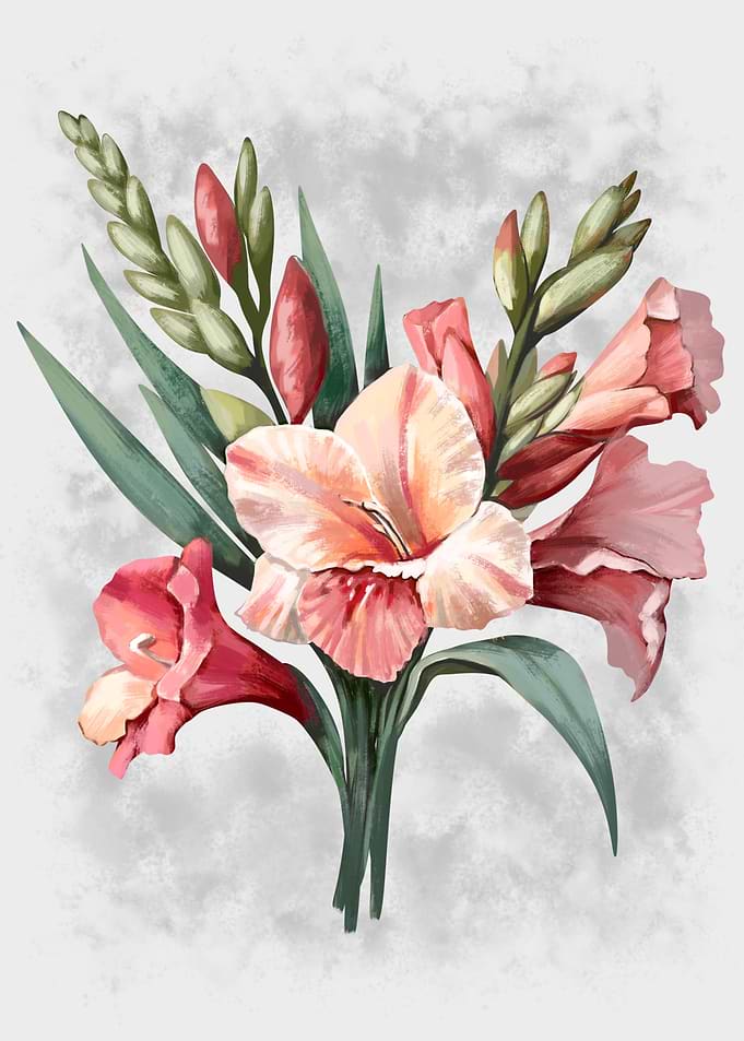 Pink and Peach Gladiolus Bouquet