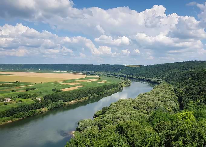 River Winding Through Lush Landscape