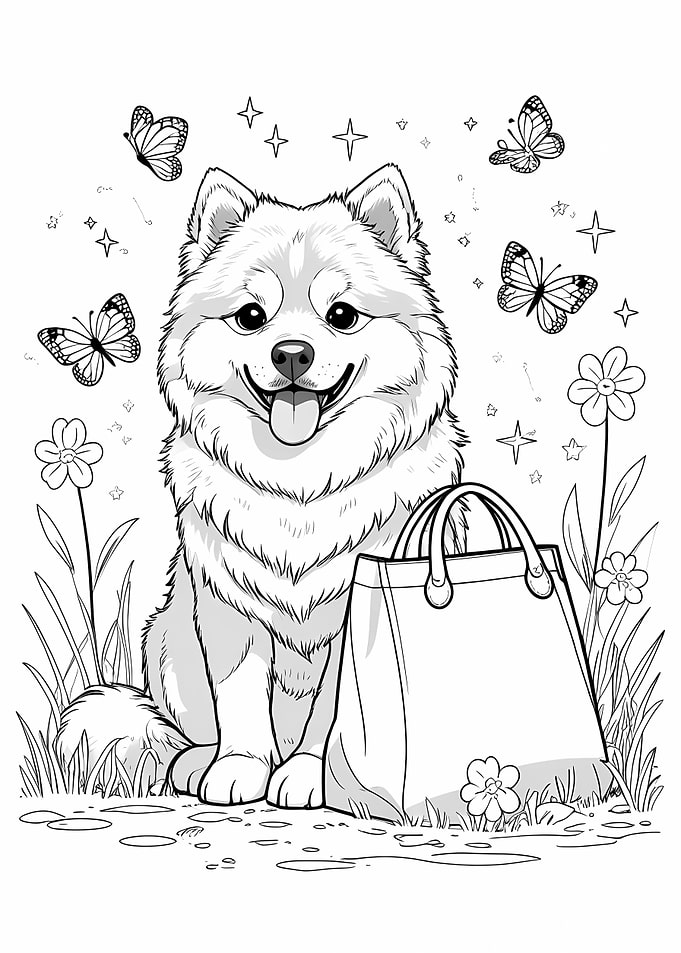 Cute Dog with Shopping Bag