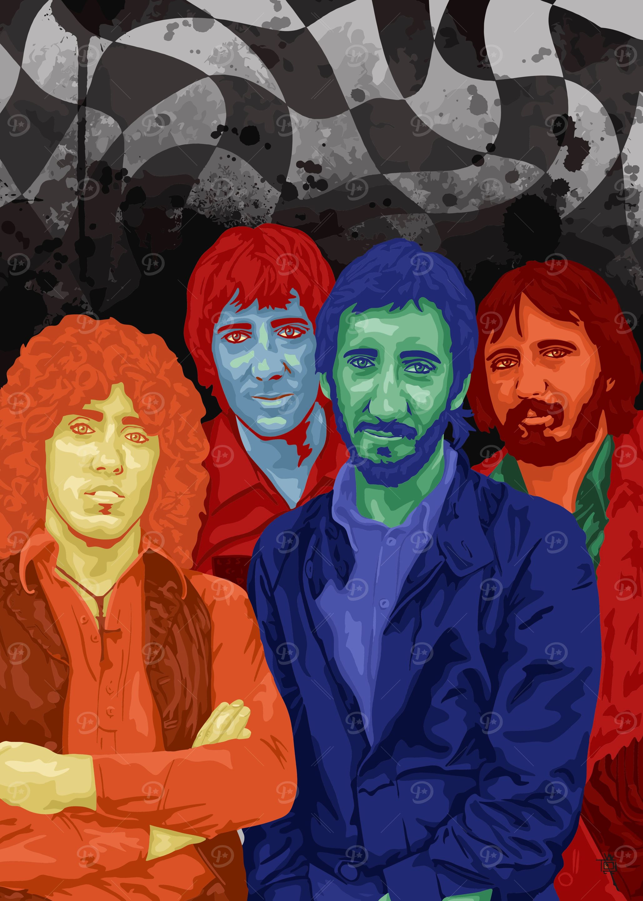Band Portrait with Checkered Flag