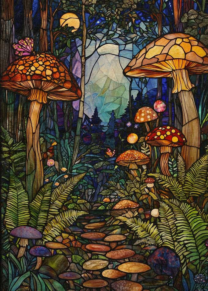 Stained Glass Forest Path