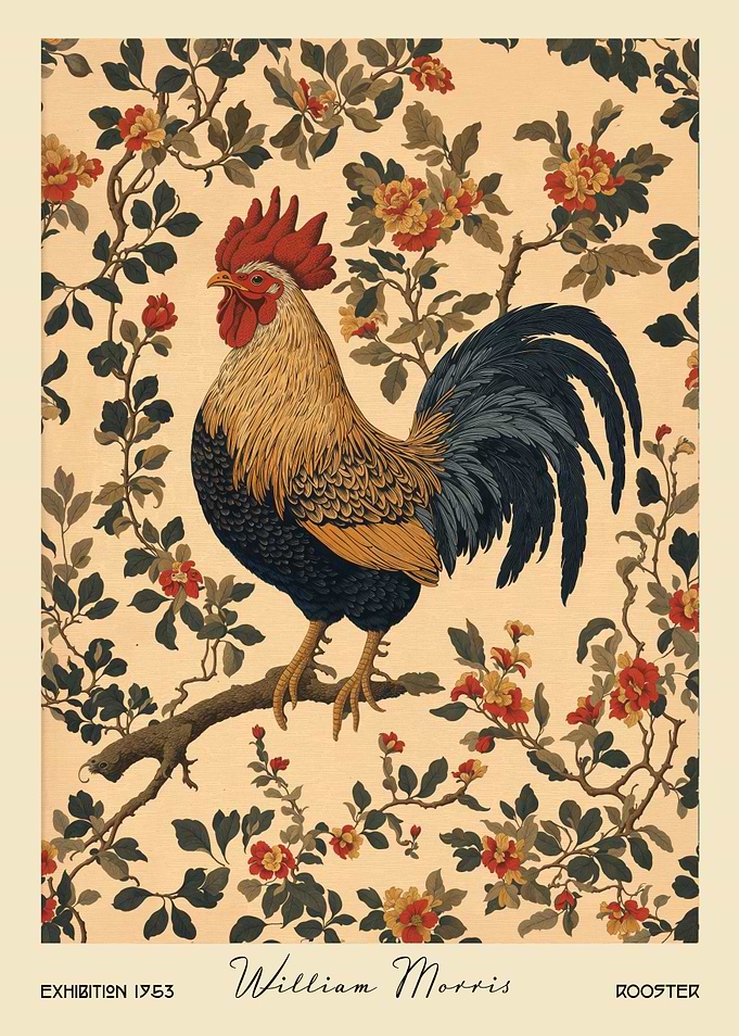 William Morris Rooster Floral