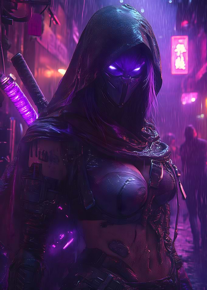A futuristic female ninja