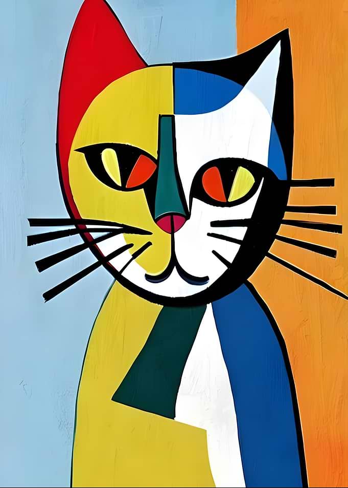 Abstract Cat Painting